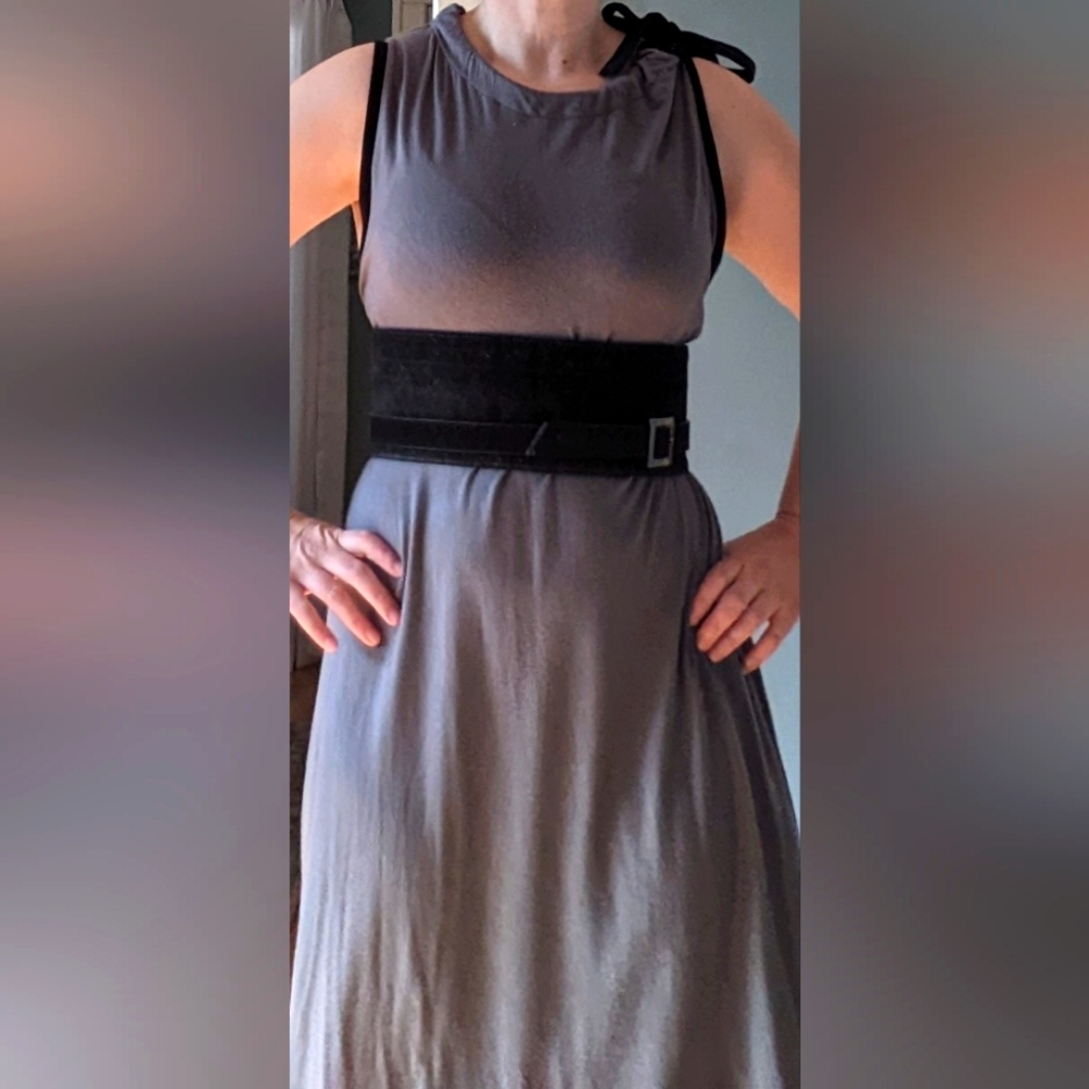 Gray Dress w Black Belt